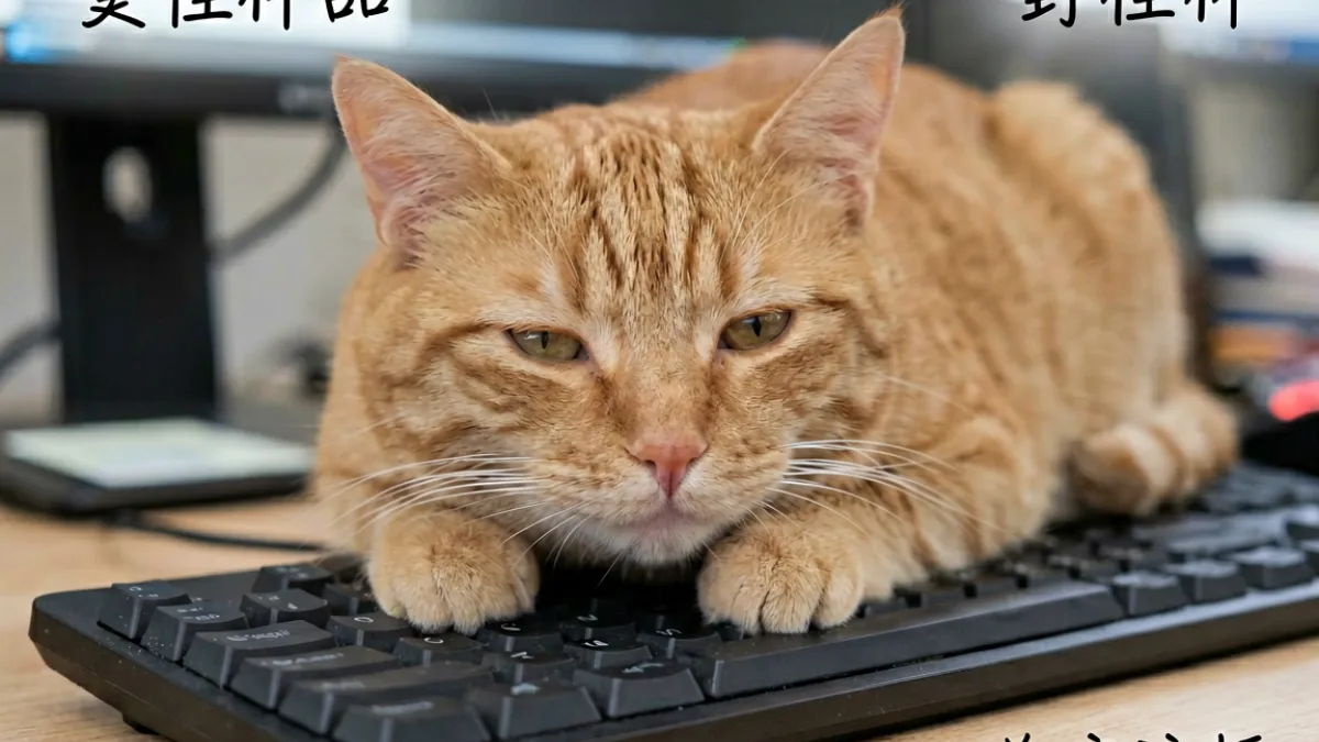草b相关的猫咪表情包，橘猫趴在键盘上，眼神涣散，配有手写风格的草b标注文字